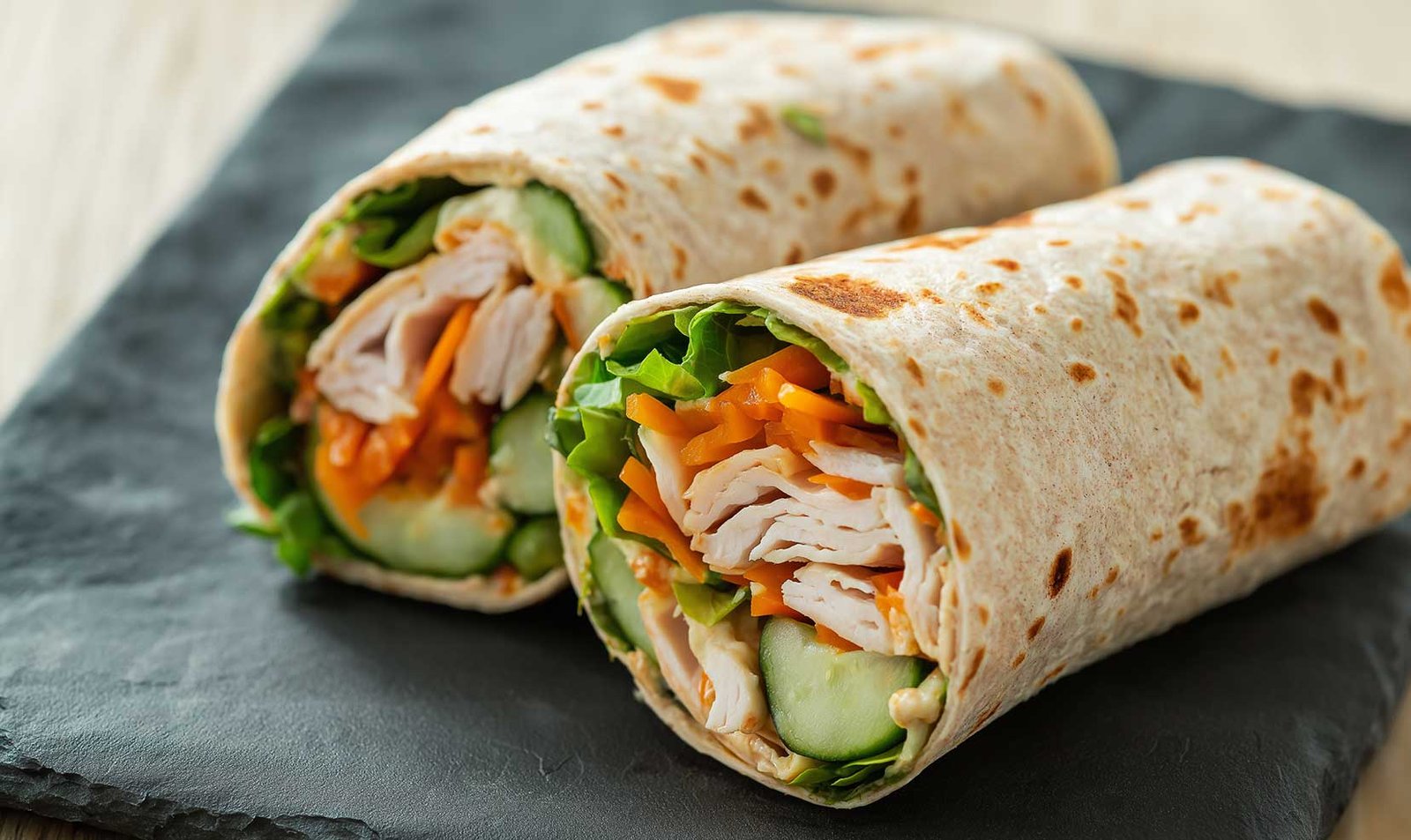 Turkey hummus Veggie Wraps perfect lunch alternative