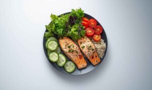 a plate of healthy food portion control avoid overeating