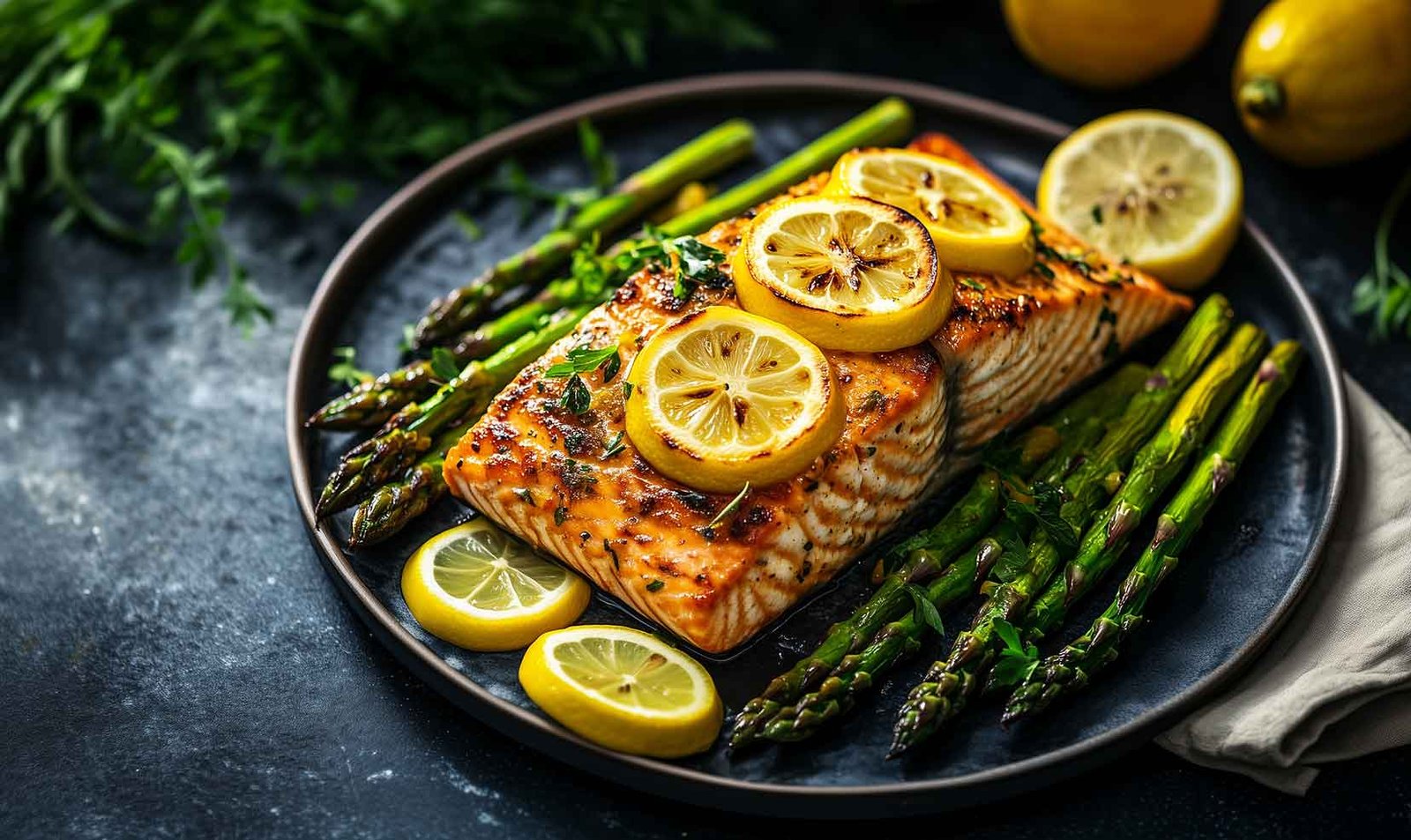 Baked lemon garlic Salmon with asparagus gluten free easy healthy dinner ideas