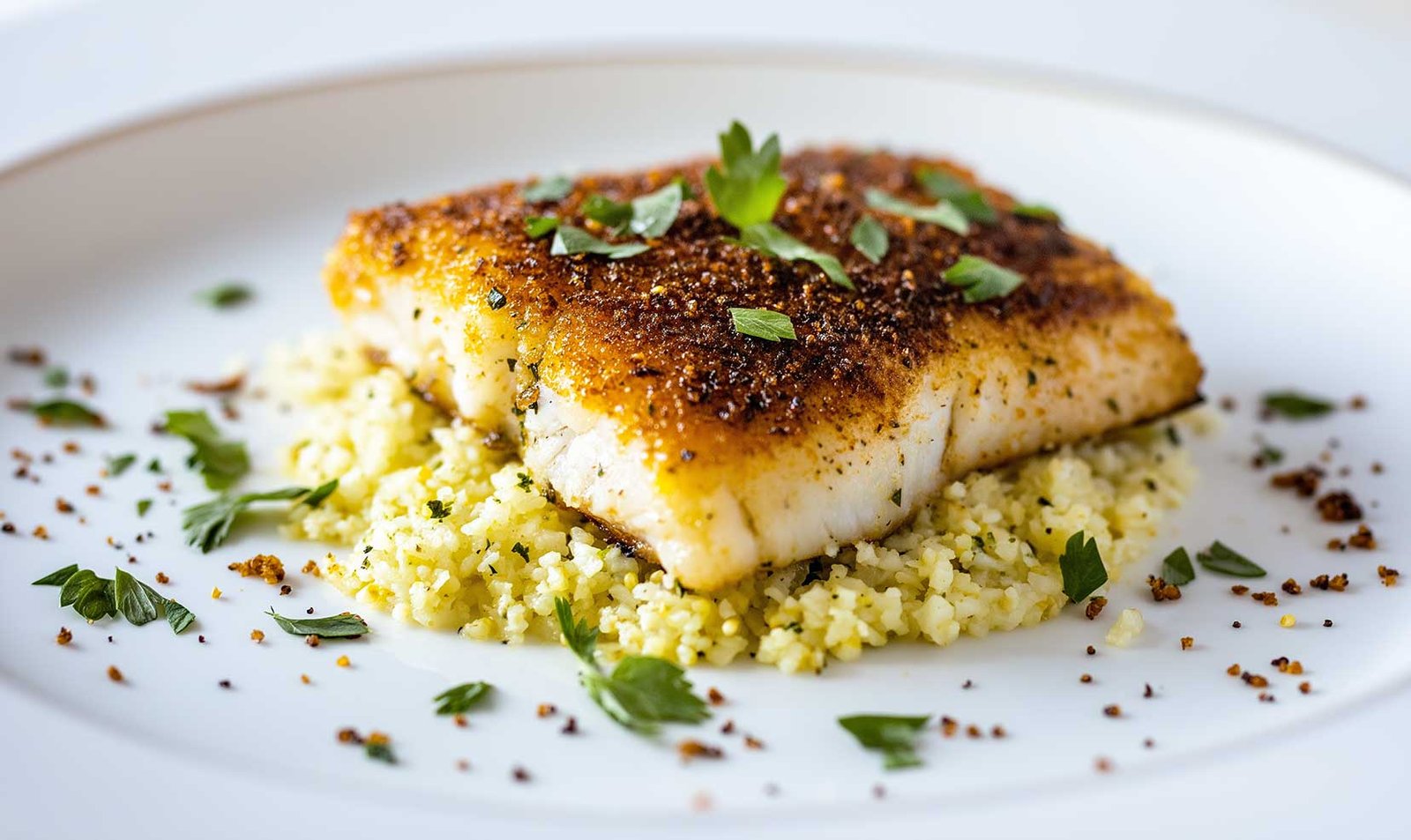 Herb Crusted Cod with Cauliflower Rice easy healthy dinner recipe