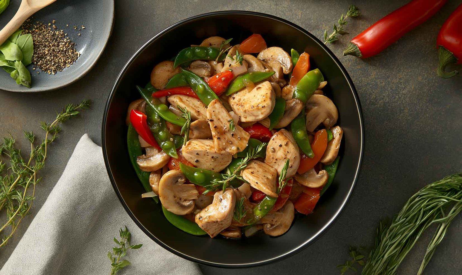 Turkey and Vegetable Stir-Fry with Snap Peas and Mushrooms easy dinner recipes